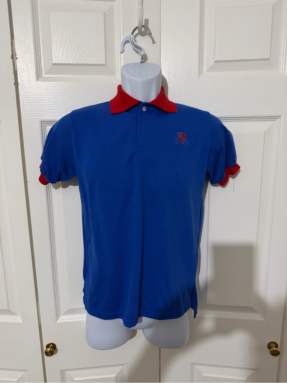 Kelly's Kids Blue Polo with Red Collar & Cuff Accents 10-12